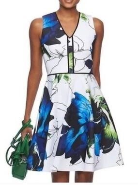 Reed's Fit & Flare Dress Floral Blue Green Size XSmall